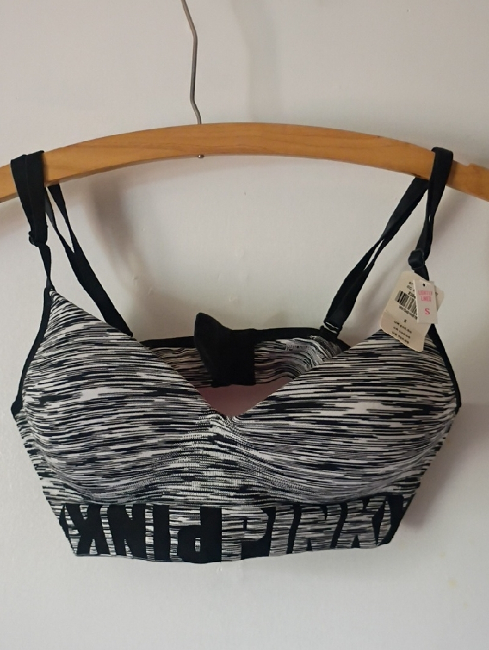 PINK VS Black & White Striped Women’s Bra Top - Padded Support